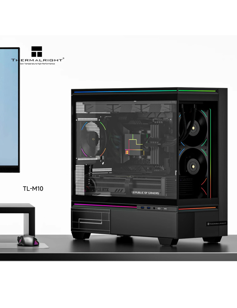 Кутия за компютър Thermalright TL-M10 Black, mATX Mini Tower, 4x120mm ARGB, Tempered Glass - TL-M10-BK-FAN4-M - 2