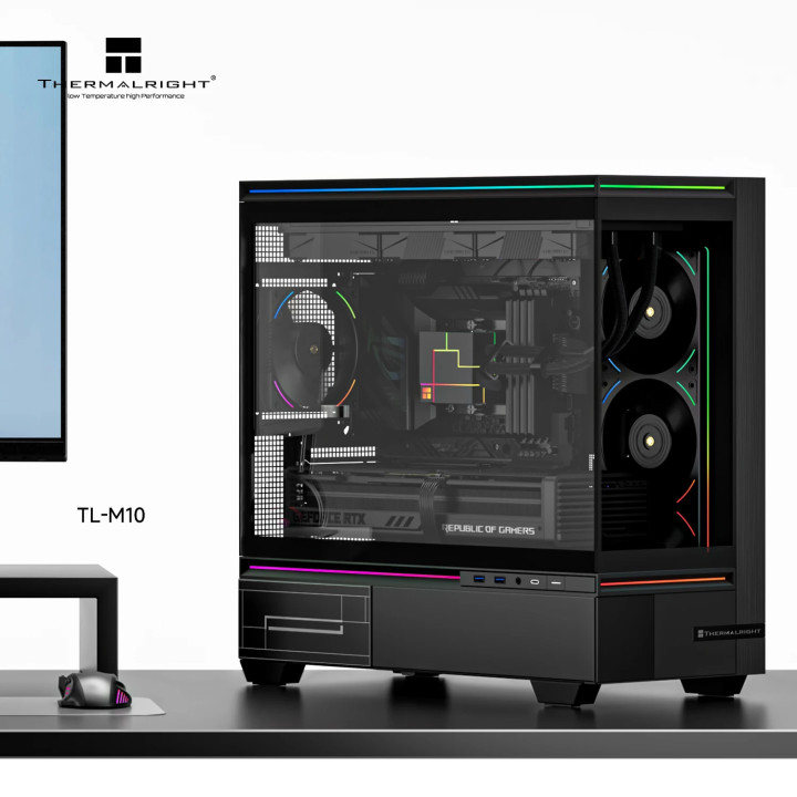 Кутия за компютър Thermalright TL-M10 Black, mATX Mini Tower, 4x120mm ARGB, Tempered Glass - TL-M10-BK-FAN4-M - 2
