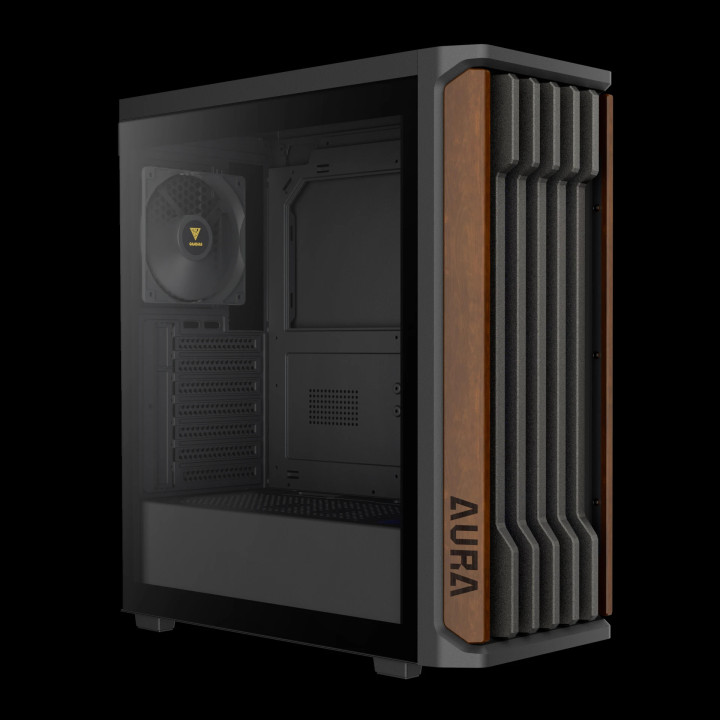 Кутия за компютър Gamdias AURA GC11 Wood Black, Middle Tower ATX, Tempered Glass, 4x 120mm вентилатори, USB-C - GAMDIAS-AURA-GC1