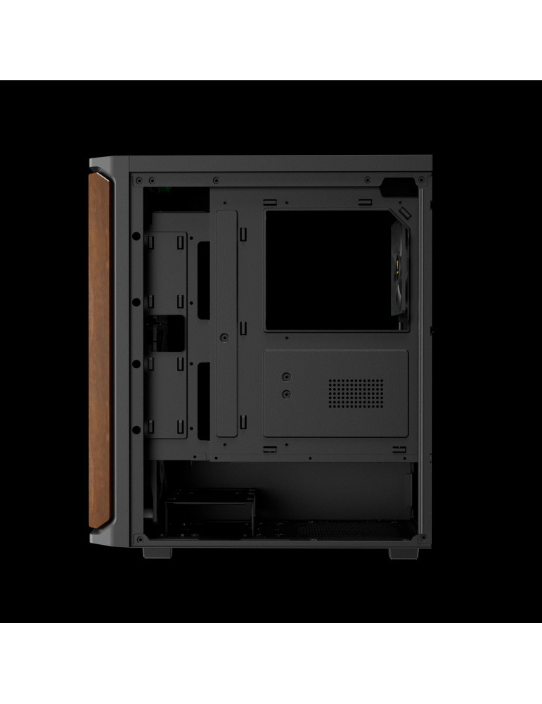Кутия за компютър Gamdias AURA GC11 Wood Black, Middle Tower ATX, Tempered Glass, 4x 120mm вентилатори, USB-C - GAMDIAS-AURA-GC1