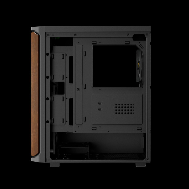 Кутия за компютър Gamdias AURA GC11 Wood Black, Middle Tower ATX, Tempered Glass, 4x 120mm вентилатори, USB-C - GAMDIAS-AURA-GC1