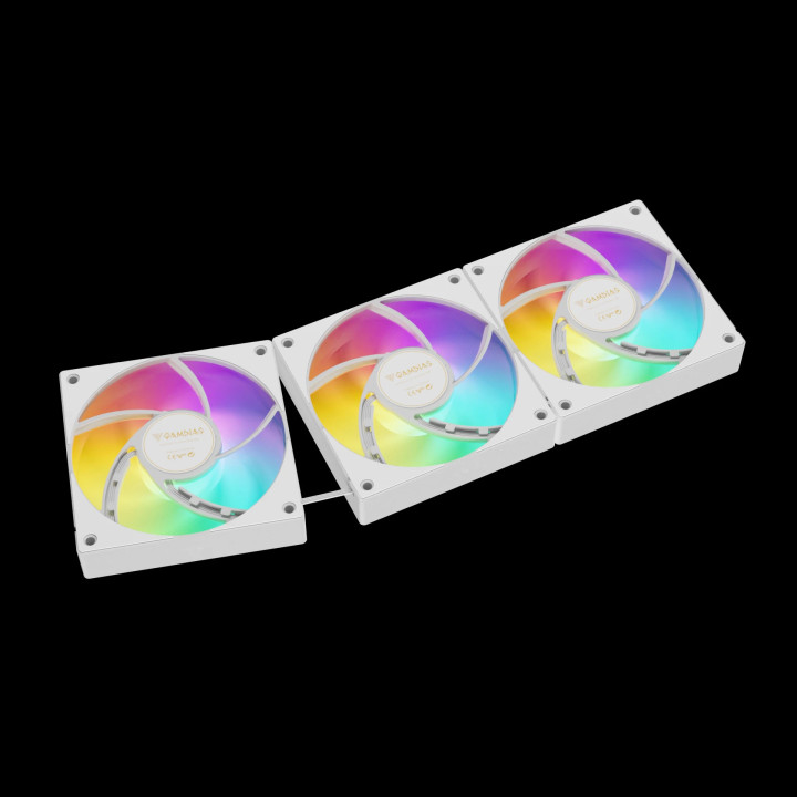 Водно охлаждане за процесор Gamdias AURA GL360 v2 WH, 360mm, 3x120mm вентилатора, aRGB, меден воден блок, 250W - AURA-GL360-V2-W