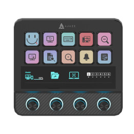 Стрийминг дек Ajazz AKP05E PRO, 10 LED/LCD бутона, Smart scene switching, Full macro engine, USB-C, регулируем стойка 0-60° - AJ