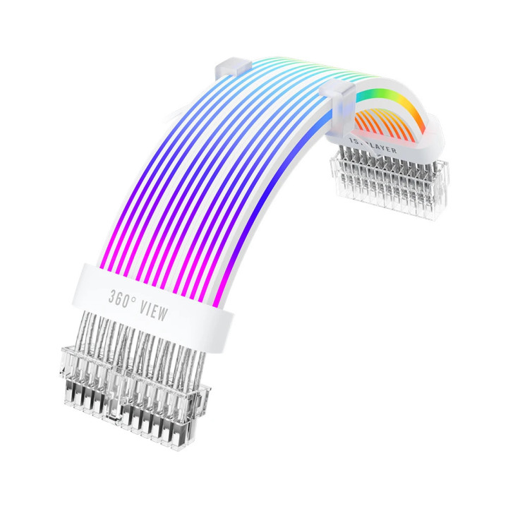 Удължителен кабел 1stPlayer Extension Modding Cable M/B 24PIN Addressable RGB White - NC24P-WH