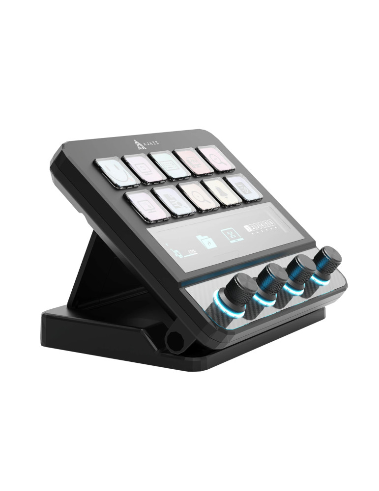 Стрийминг дек Ajazz AKP05E PRO, 10 LED/LCD бутона, Smart scene switching, Full macro engine, USB-C, регулируем стойка 0-60° - AJ