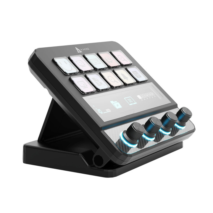 Стрийминг дек Ajazz AKP05E PRO, 10 LED/LCD бутона, Smart scene switching, Full macro engine, USB-C, регулируем стойка 0-60° - AJ