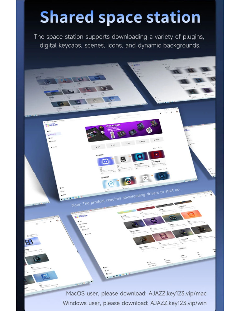 Стрийминг дек Ajazz AKP05E PRO, 10 LED/LCD бутона, Smart scene switching, Full macro engine, USB-C, регулируем стойка 0-60° - AJ