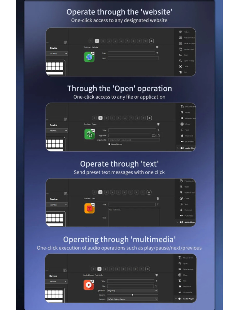 Стрийминг дек Ajazz AKP05E PRO, 10 LED/LCD бутона, Smart scene switching, Full macro engine, USB-C, регулируем стойка 0-60° - AJ