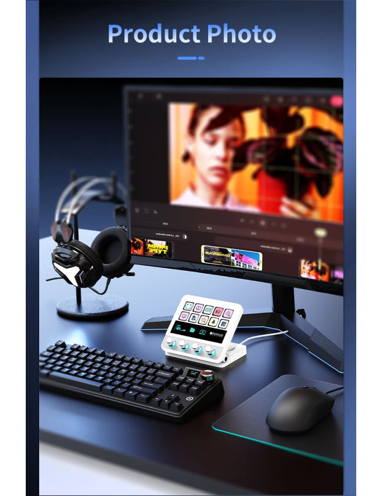 Стрийминг дек Ajazz AKP05E PRO, 10 LED/LCD бутона, Smart scene switching, Full macro engine, USB-C, регулируем стойка 0-60° - AJ