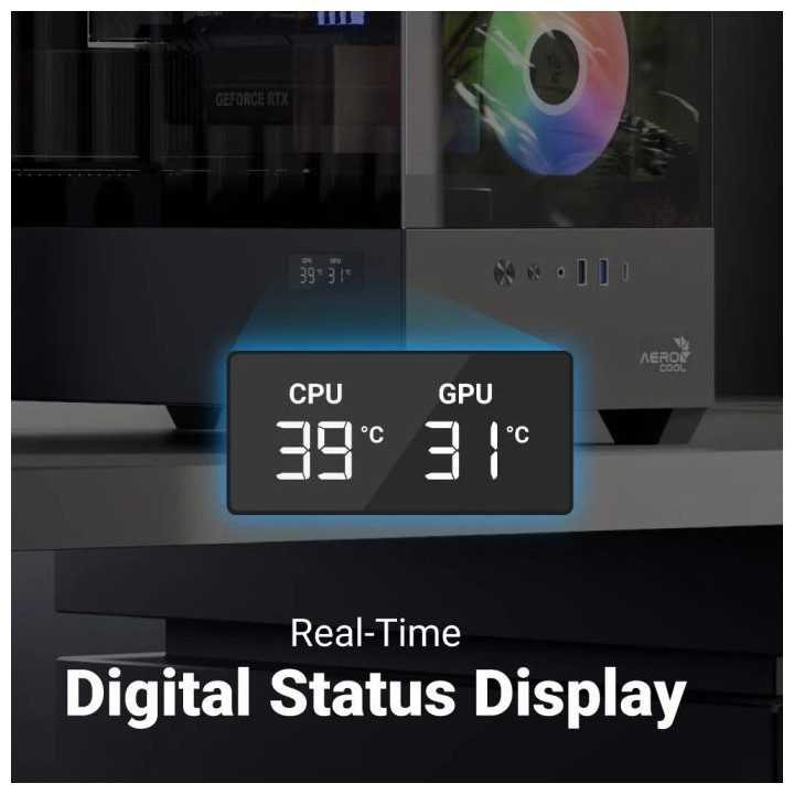 Кутия за компютър AeroCool P500D Digi-G-BK-v1, Middle Tower ATX, Tempered Glass, USB-C, 3x120mm A-RGB - ACCM-PN07033.11 - 7