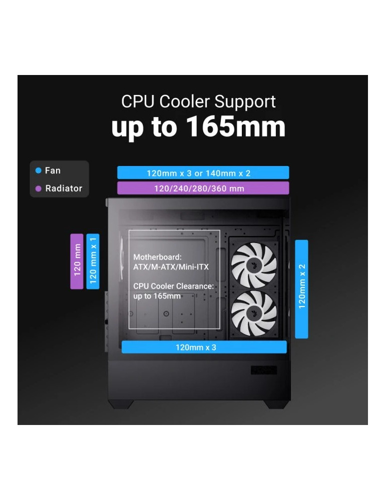 Кутия за компютър AeroCool P500D Digi-G-BK-v1, Middle Tower ATX, Tempered Glass, USB-C, 3x120mm A-RGB - ACCM-PN07033.11 - 11