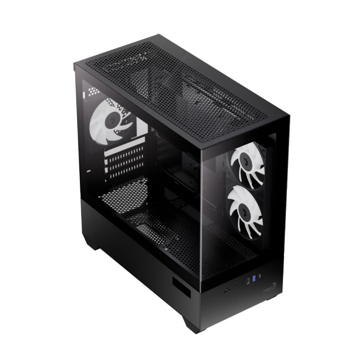 Кутия за компютър AeroCool P300D Digi-G-BK-v1, Mini Tower mATX, Tempered Glass, Digital Display, 3x120mm A-RGB - ACCS-PN05033.11