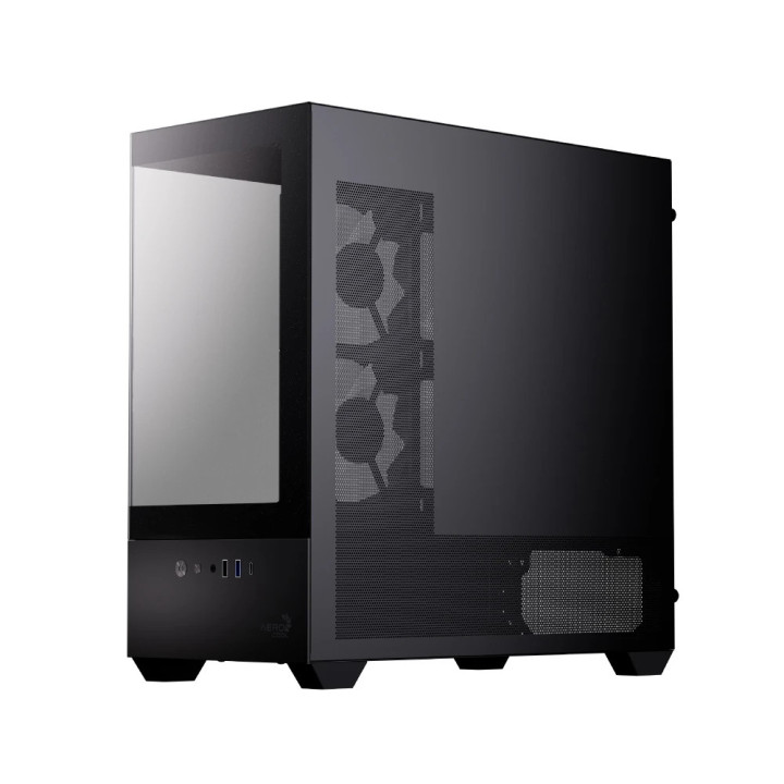 Кутия за компютър AeroCool P300D Digi-G-BK-v1, Mini Tower mATX, Tempered Glass, Digital Display, 3x120mm A-RGB - ACCS-PN05033.11
