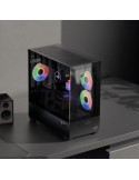 Кутия за компютър AeroCool P300D Digi-G-BK-v1, Mini Tower mATX, Tempered Glass, Digital Display, 3x120mm A-RGB - ACCS-PN05033.11