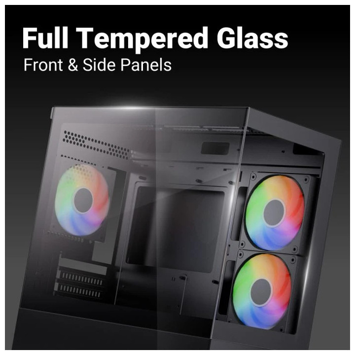 Кутия за компютър AeroCool P300D Digi-G-BK-v1, Mini Tower mATX, Tempered Glass, Digital Display, 3x120mm A-RGB - ACCS-PN05033.11
