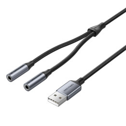 Външна звукова карта Vention USB 2-Port CVHHC, 3.5mm Stereo Jack x2, 48KHz 16bit, 2.1 Channel, 0.25m - CVHHC - 1