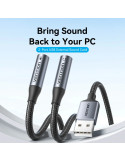 Външна звукова карта Vention USB 2-Port CVHHC, 3.5mm Stereo Jack x2, 48KHz 16bit, 2.1 Channel, 0.25m - CVHHC - 2
