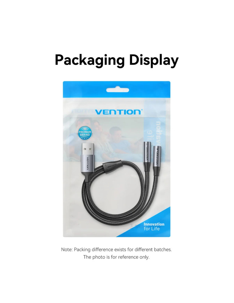 Външна звукова карта Vention USB 2-Port CVHHC, 3.5mm Stereo Jack x2, 48KHz 16bit, 2.1 Channel, 0.25m - CVHHC - 11