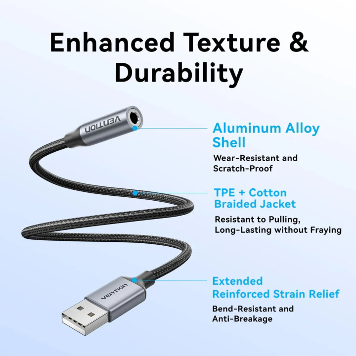 Външна звукова карта Vention CVFHC, USB-A, 3.5mm jack, 48KHz 16-bit 2.1 Channel - 6