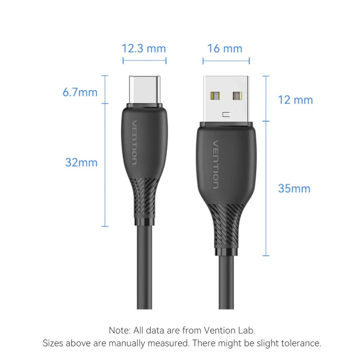 USB кабел Vention Type-A to Type-C 0.25M 3A - CTWBC - 12