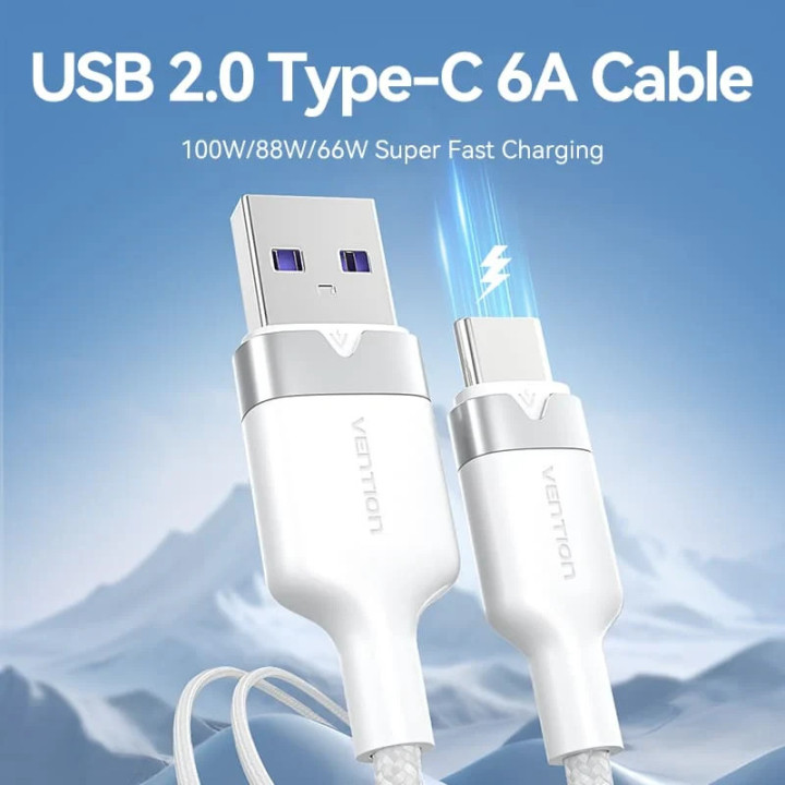 USB кабел Vention Type-A to Type-C 1.0M, USB 2.0, 6A Fast Charge, 480Mbps - CTOBF - 3