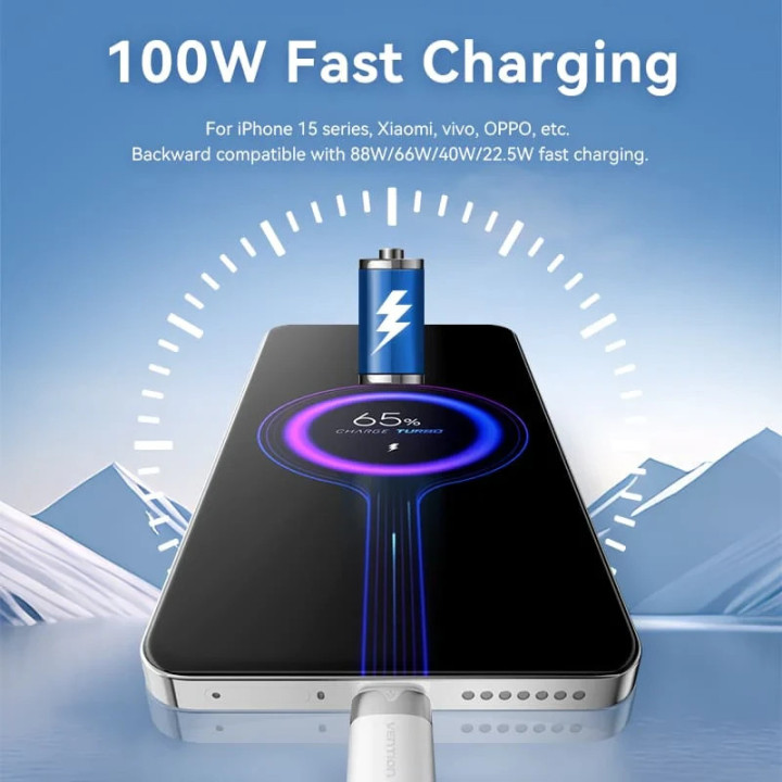 USB кабел Vention Type-A to Type-C 1.0M, USB 2.0, 6A Fast Charge, 480Mbps - CTOBF - 5