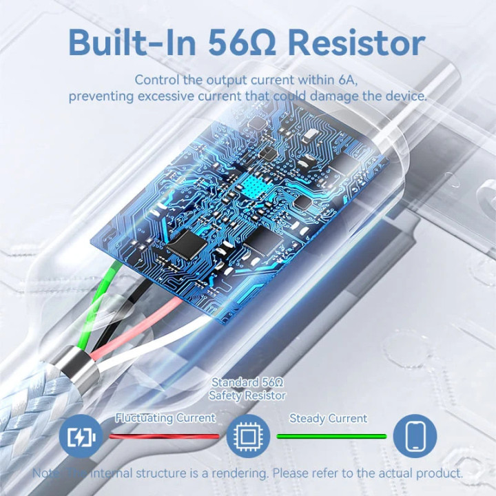 USB кабел Vention Type-A to Type-C 1.0M, USB 2.0, 6A Fast Charge, 480Mbps - CTOBF - 7
