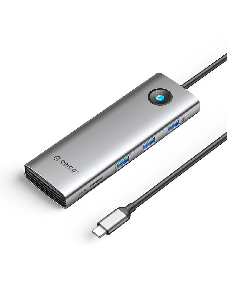 Докинг станция Orico PW11-9P-GY-EP, Type-C, HDMI, VGA, 3x USB 3.0, USB-C PD100W, LAN 1Gbps, SD/TF - PW11-9P-GY-EP - 2