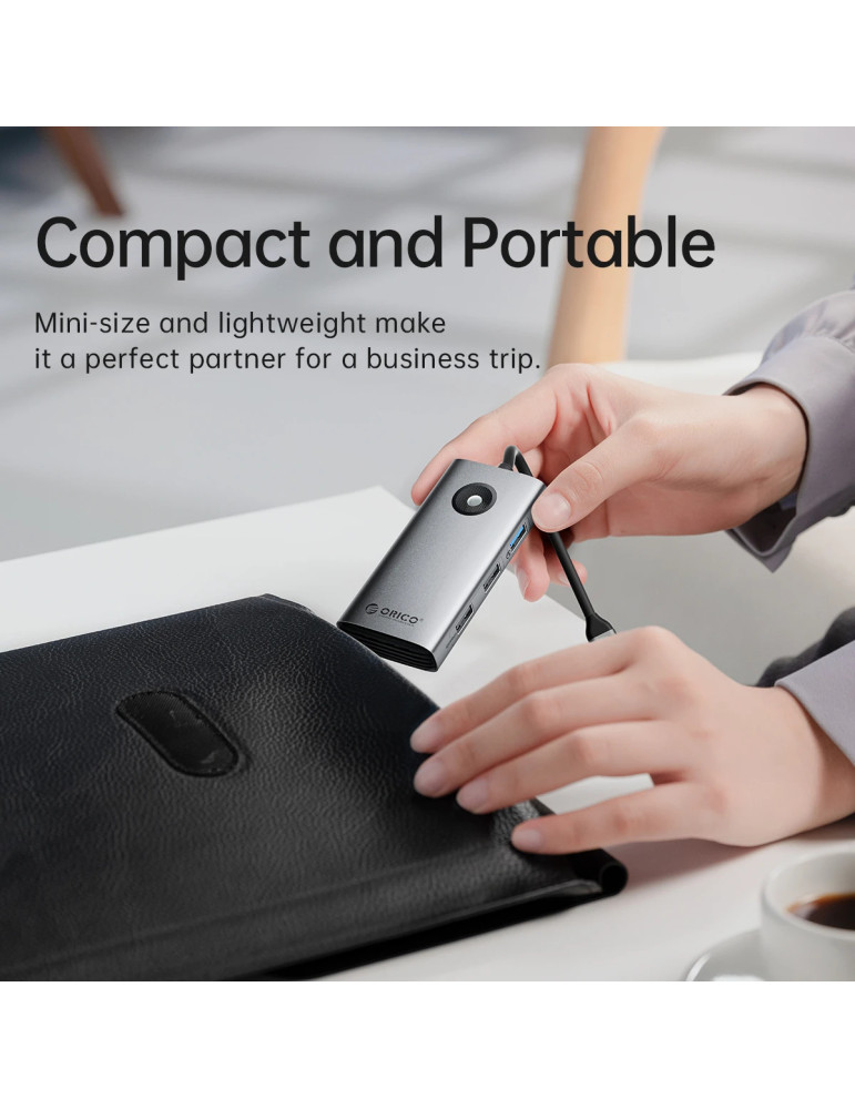 Докинг станция Orico PW11-6P-GY-EP, Type-C, HDMI, USB 3.0 x3, USB-C PD 100W, 4K 2160p - PW11-6P-GY-EP - 4