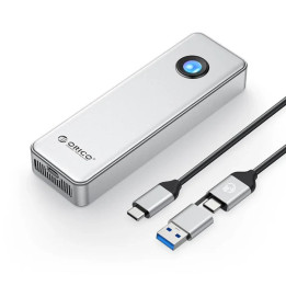Външен кутийка за SSD диск Orico OUM2-G20-SV, M.2 NVMe, USB-C/A 20Gbps, 8TB, алуминиева кутия, охлаждане - OUM2-G20-SV - 1