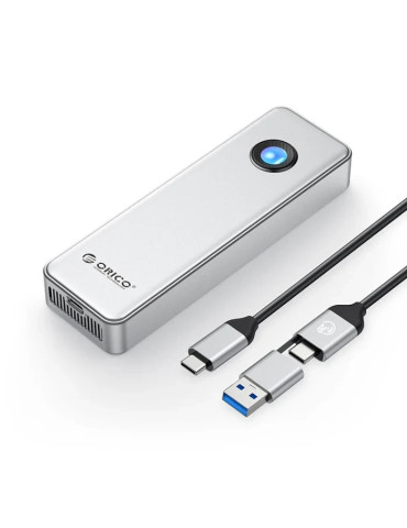 Външен кутийка за SSD диск Orico OUM2-G20-SV, M.2 NVMe, USB-C/A 20Gbps, 8TB, алуминиева кутия, охлаждане - OUM2-G20-SV - 1
