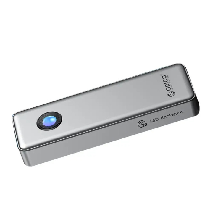 Външен кутийка за SSD диск Orico OUM2-G20-SV, M.2 NVMe, USB-C/A 20Gbps, 8TB, алуминиева кутия, охлаждане - OUM2-G20-SV - 2