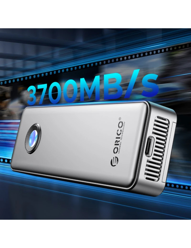 Външен кутийка за SSD диск Orico OUM2-G20-SV, M.2 NVMe, USB-C/A 20Gbps, 8TB, алуминиева кутия, охлаждане - OUM2-G20-SV - 4