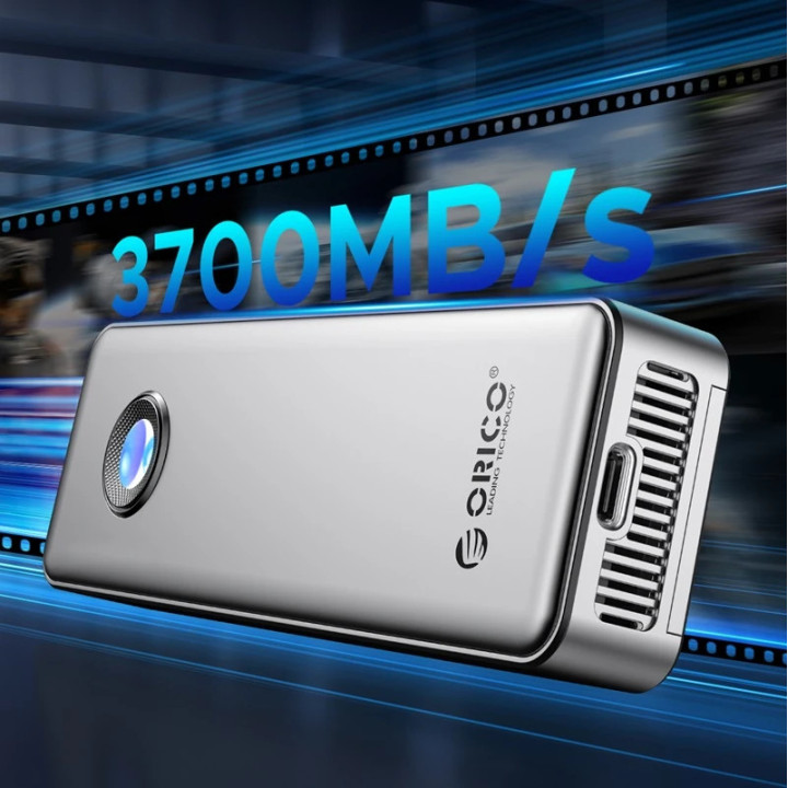 Външен кутийка за SSD диск Orico OUM2-G20-SV, M.2 NVMe, USB-C/A 20Gbps, 8TB, алуминиева кутия, охлаждане - OUM2-G20-SV - 4