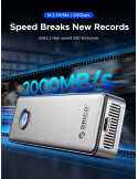 Външен кутийка за SSD диск Orico OUM2-G20-SV, M.2 NVMe, USB-C/A 20Gbps, 8TB, алуминиева кутия, охлаждане - OUM2-G20-SV - 7