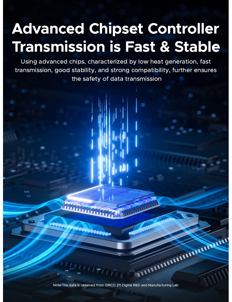 Външен кутийка за SSD диск Orico OUM2-G20-SV, M.2 NVMe, USB-C/A 20Gbps, 8TB, алуминиева кутия, охлаждане - OUM2-G20-SV - 10