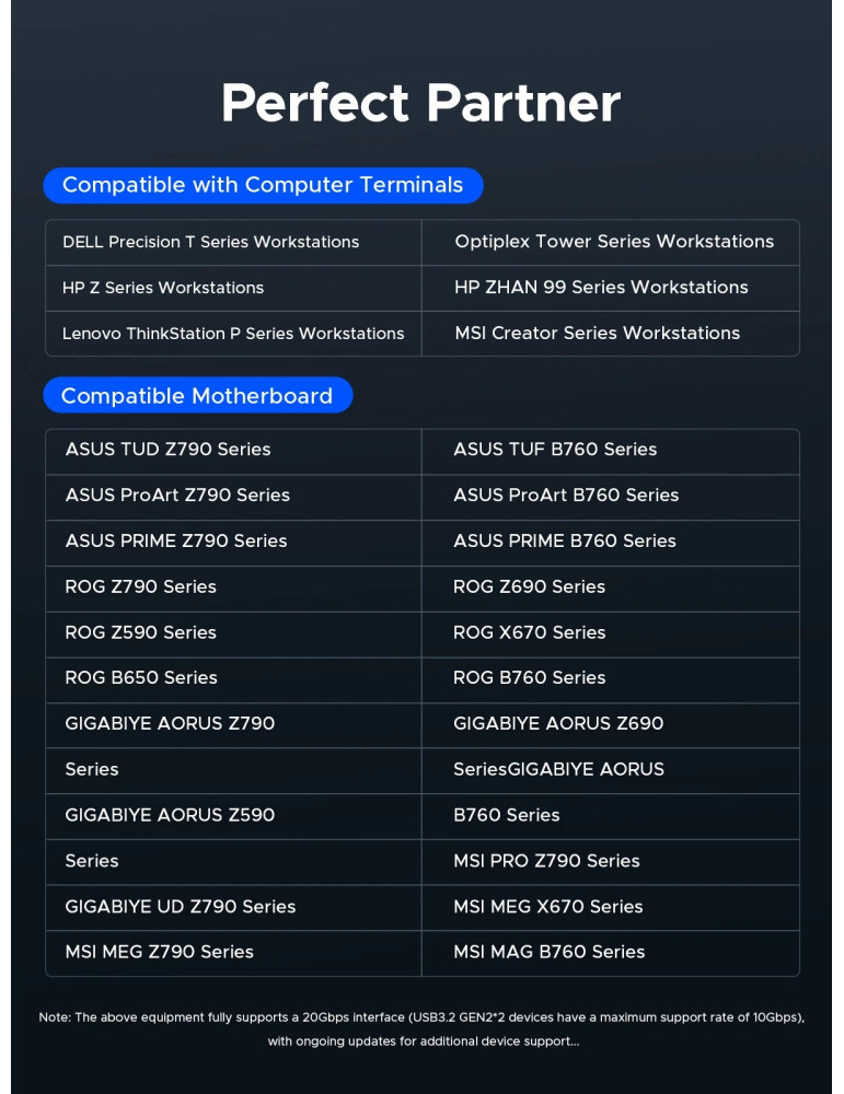 Външен кутийка за SSD диск Orico OUM2-G20-SV, M.2 NVMe, USB-C/A 20Gbps, 8TB, алуминиева кутия, охлаждане - OUM2-G20-SV - 13