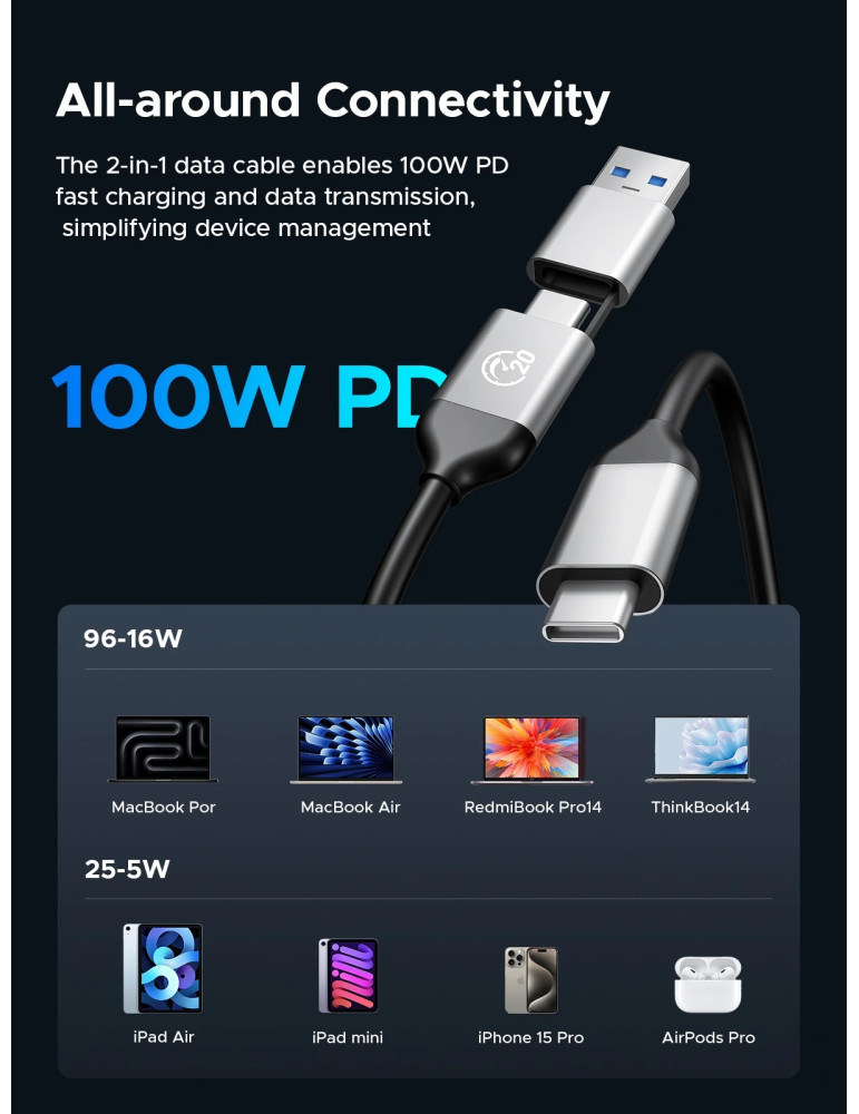 Външен кутийка за SSD диск Orico OUM2-G20-SV, M.2 NVMe, USB-C/A 20Gbps, 8TB, алуминиева кутия, охлаждане - OUM2-G20-SV - 14