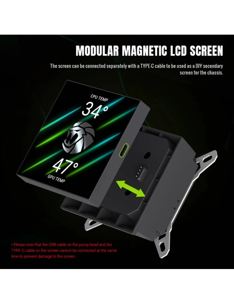 Водно охлаждане за процесор Gamemax Glacier 360 LCD, 360mm, LCD дисплей, Addressable RGB - 9503-0100R0057 - 11