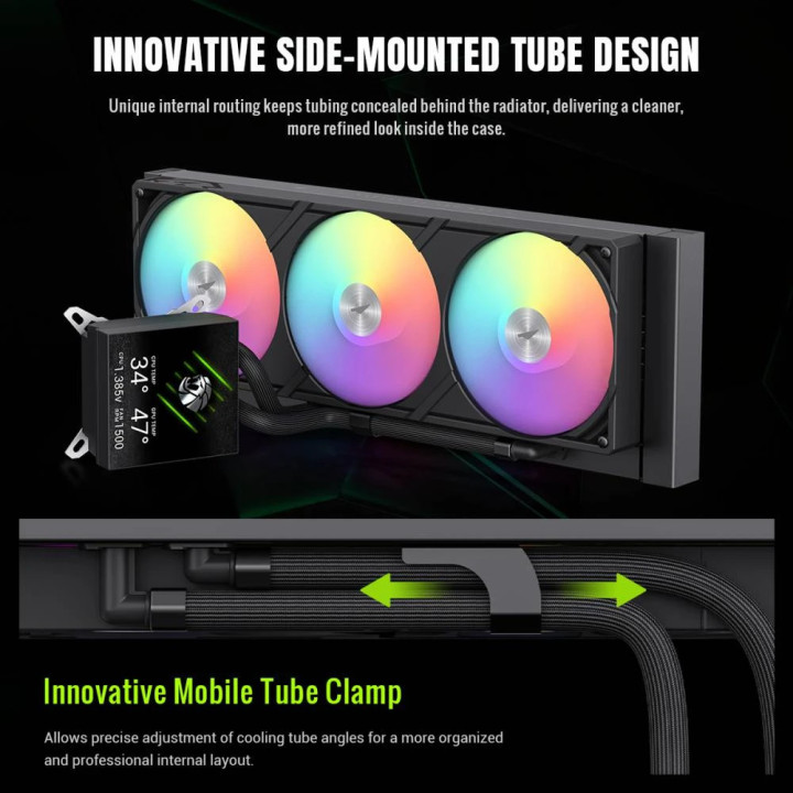 Водно охлаждане за процесор Gamemax Glacier 360 LCD, 360mm, LCD дисплей, Addressable RGB - 9503-0100R0057 - 12