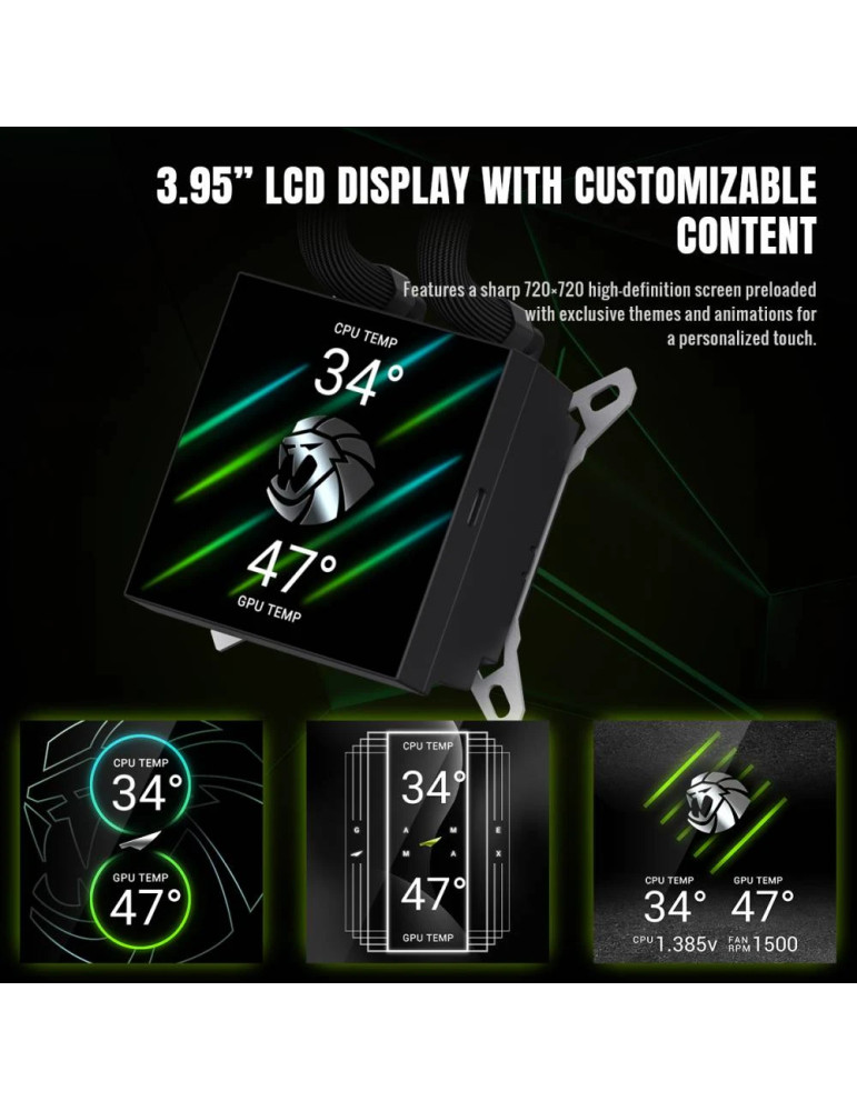 Водно охлаждане за процесор Gamemax Glacier 360 LCD, 360mm, LCD дисплей, Addressable RGB - 9503-0100R0057 - 14