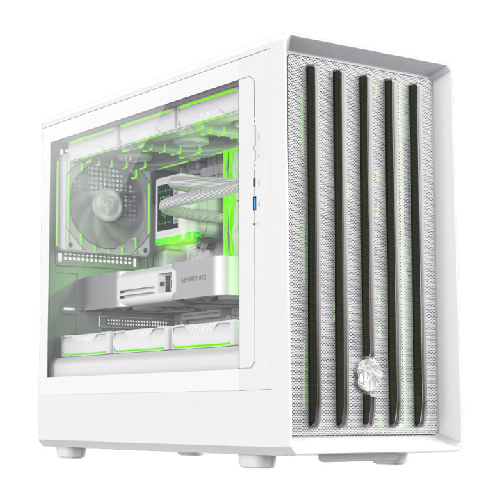 Кутия за компютър Gamemax CLAW 360 WH, mATX Mini Tower, Tempered Glass, 4x120mm ARGB вентилатора, USB 3.2 Gen 2 Type-C - 9101-11