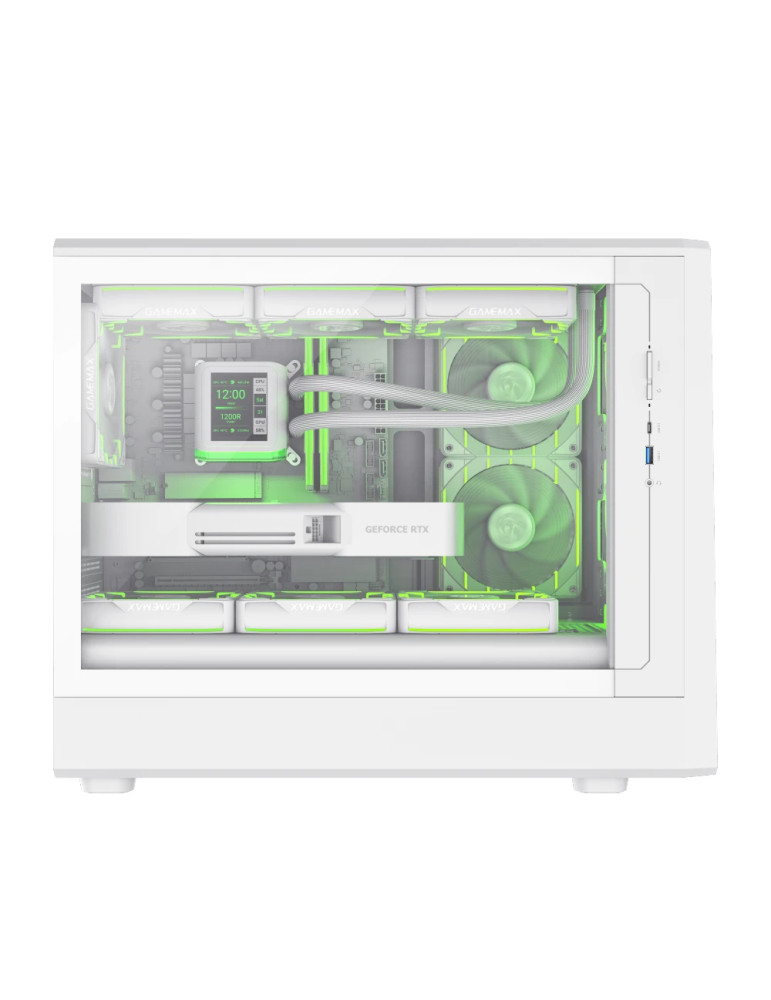 Кутия за компютър Gamemax CLAW 360 WH, mATX Mini Tower, Tempered Glass, 4x120mm ARGB вентилатора, USB 3.2 Gen 2 Type-C - 9101-11