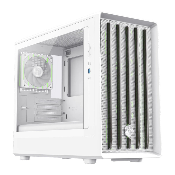 Кутия за компютър Gamemax CLAW 360 WH, mATX Mini Tower, Tempered Glass, 4x120mm ARGB вентилатора, USB 3.2 Gen 2 Type-C - 9101-11