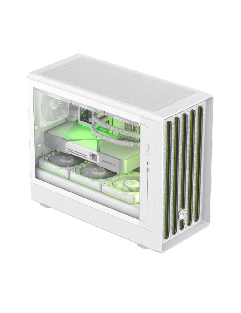 Кутия за компютър Gamemax CLAW 360 WH, mATX Mini Tower, Tempered Glass, 4x120mm ARGB вентилатора, USB 3.2 Gen 2 Type-C - 9101-11