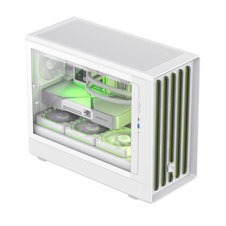 Кутия за компютър Gamemax CLAW 360 WH, mATX Mini Tower, Tempered Glass, 4x120mm ARGB вентилатора, USB 3.2 Gen 2 Type-C - 9101-11