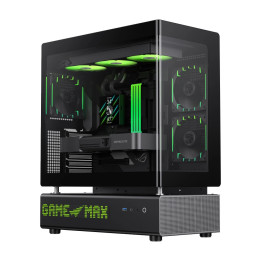Кутия за компютър Gamemax N90 BG, Middle Tower ATX, Dual-Chamber, Tempered Glass, 6x ARGB вентилатора, RGB контрол - 9101-1300R0