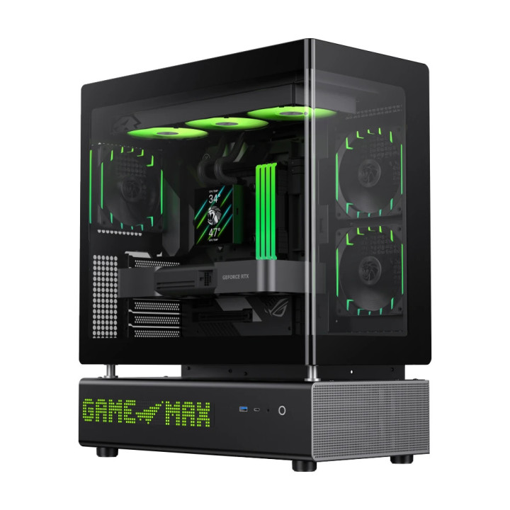 Кутия за компютър Gamemax N90 BG, Middle Tower ATX, Dual-Chamber, Tempered Glass, 6x ARGB вентилатора, RGB контрол - 9101-1300R0