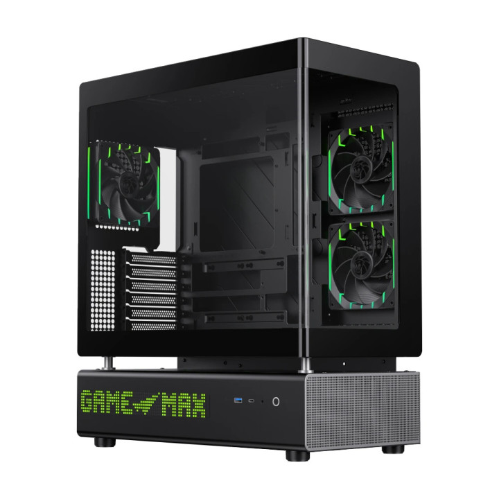 Кутия за компютър Gamemax N90 BG, Middle Tower ATX, Dual-Chamber, Tempered Glass, 6x ARGB вентилатора, RGB контрол - 9101-1300R0