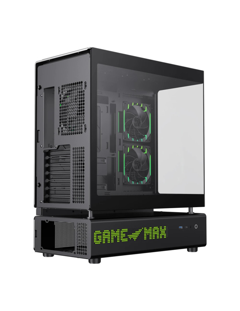Кутия за компютър Gamemax N90 BG, Middle Tower ATX, Dual-Chamber, Tempered Glass, 6x ARGB вентилатора, RGB контрол - 9101-1300R0